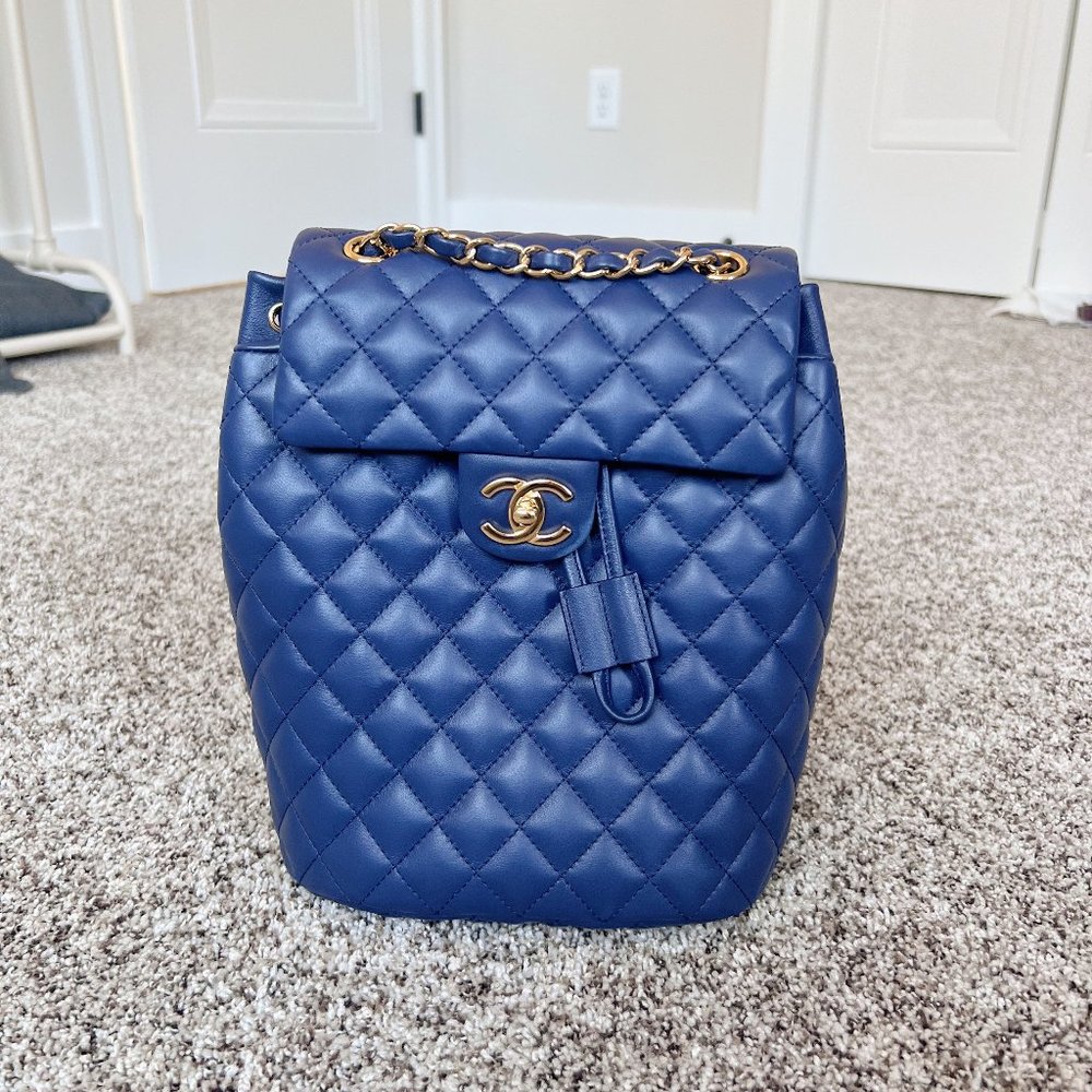 Sold！Chanel Mini Urban Spirit Navy Backpack Gold hardware